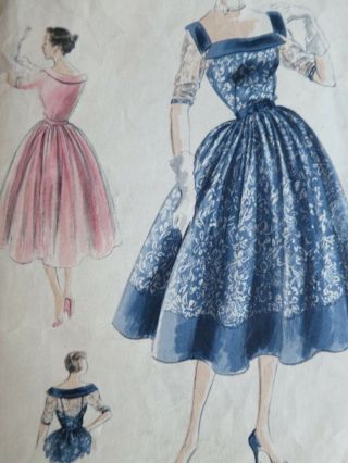 Vogue Special Design S 4201 Vintage 1951 Dress Pattern Size 16 Bust 34 50s 1950s