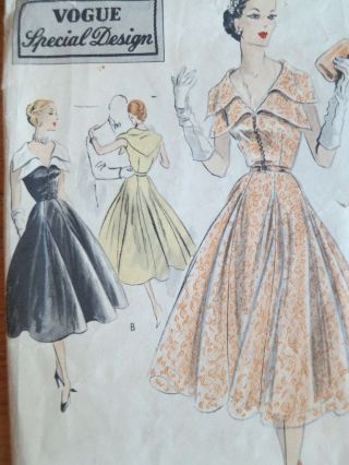 Vogue Special Design S 4227 Vintage 1951 Dress Pattern Size 18 Bust 36 50s 1950s