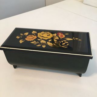 Vintage Green Lacquer Music Jewelry Box Japan