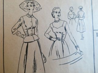 Vogue Special Design S 4199 Vintage 1951 Dress Pattern Size 14 Bust 32 50s 1950s