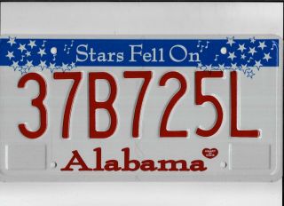 Alabama Passenger License Plate " 37b725l " Henry