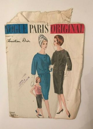 Vintage 1950s Dress Sewing Pattern Christian Dior Vogue Paris
