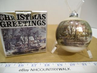 1974 Currier & Ives The Old Grist Mill Corning Glass Christmas Ball Ornament