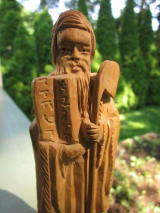 HAND CARVED MOSES OLIVE WOOD STATUE FIGURINE VINTAGE Made in ISRAEL 6 ¾ 