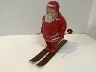 Vintage Irwin Plastic Skiing Santa Figure Complete