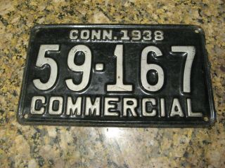 1938 38 Connecticut Ct Commercial Com Truck Trk License Plate 59 - 167