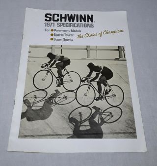 1971 Schwinn Specifications Brochure For Paramount Sports Tourer Sports