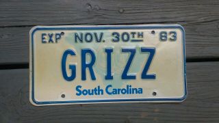 1983 South Carolina License Plate Vanity Sc 83 Grizz Grizzly Bear