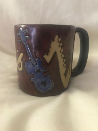 Musical Design Mara Mexico Pottery Mug Hand - Crafted Mexican Pottery
