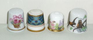 Assorted Bone China Thimbles X 4 Inc Limoges,  Royal Doulton,  Chelsea & Cemarpa