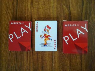 Delta Airlines " Play " Poker Size Deck Of Playing Cards.  (unused=mint)