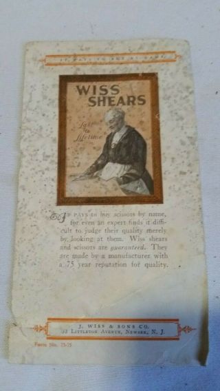1923 Newark Jersey Advertising Booklet J Wiss & Sons Co Wiss Shears