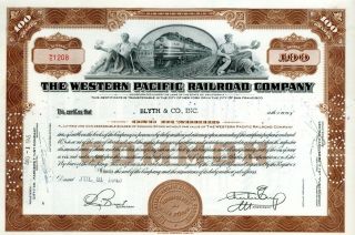 Western Pacific Railroad,  Stock Certificate,  100 Shares Common,  1945
