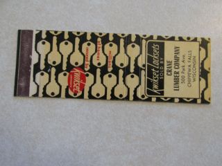 Y140 Vintage Matchbook Cover Crane Lumber Co.  Chippewa Falls Wi Wisconsin