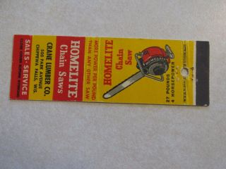 Y139 Vintage Matchbook Cover Crane Lumber Co.  Chippewa Falls Wi Wisconsin