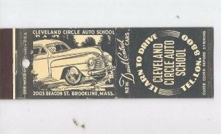 Matchbook Cover Cleveland Circle Auto School Driving School Cars Learn To Drive