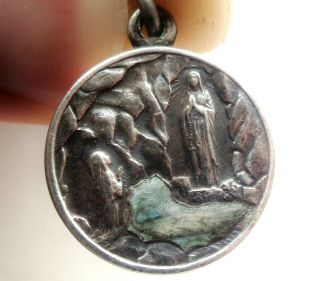 Ancient Relic Medal Pendant W Holy Water Reliquary From Our Lady Of Lourdes