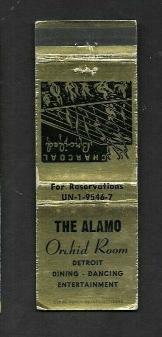 Matchbook Cover Detroit Mi The Alamo Orchid Room Dining Dancing 196