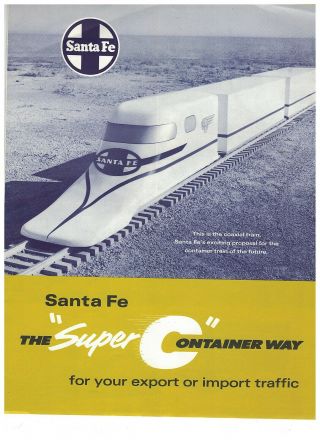 1961 Santa Fe Railroad Train Of The Future Coaxial Container Way Fold Out