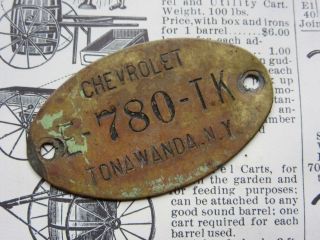 Vintage Chevrolet Tag Tonawanda Chevy Industrial Tool Check Jewelry Keychain