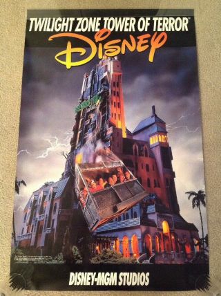 Rare Promotional Disney Mgm Studios Twilight Zone Tower Terror Poster 36 " X 23 "