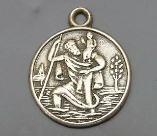 Small Vintage Sterling Silver St Christopher Pendant - Fully Marked Reverse