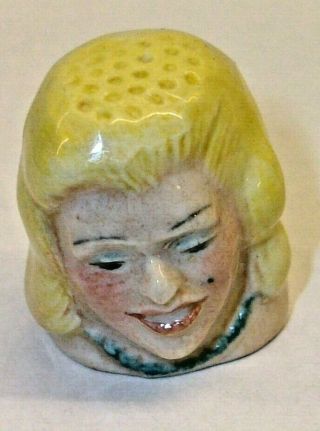 An Artone Hand Painted Character Head Bone China Thimble - - Marilyn Monroe - -