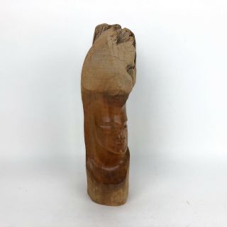 Vintage Carved Tiki Art Sculpture Signed Paul Fujimoto Hawaii Milo Wood