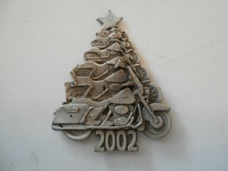 Harley Davidson Pewter Christmas Ornament Happy Holidays 2002
