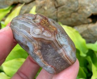 Lake Superior Agate 2.  4 Ounce Gray With Colorful Banding Agate