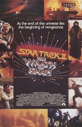 Star Trek Ii Wrath Of Khan 22x34 Vintage Movie Poster William Shatner Nimoy