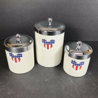 Disney American Flag Mickey Mouse 3 Piece Canister Set Red White Blue Patriotic