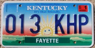 Kentucky Happy Face License Plate - Random Letters - Ky