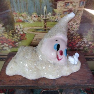Vtg 50s Snow Baby Candle Holder Mid Century Ceramic Porcelain Ornament Figurine