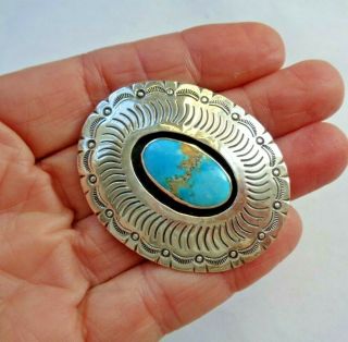 Vintage Navajo Sterling Silver 925 Turquoise Blue Sky Shadow Box Pin Pendant