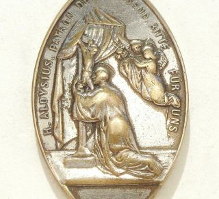Saint Aloysius & Immaculate Virgin Mary - Very Rare Large Antique Medal Pendant