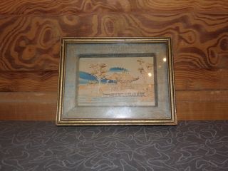 Vintage Chinese Cork Diorama Framed For Wall
