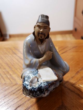 Vintage Chinese Mud Man Scribe Figurine China