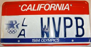 1984 U.  S.  Olympics Los Angeles California License Plate Nos Olympic Seal