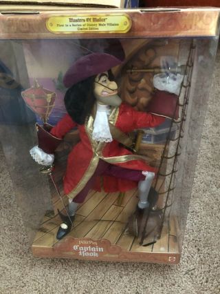Disney Villains Dolls Captain Hook Collectible Doll Nib With Stand