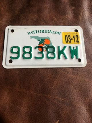 Florida 2009 Motorcycle License Plate.  Near Vintage Tag.