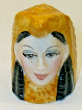 A Francesca Hand Painted Character Head Bone China Thimble - - Cleopatra - -