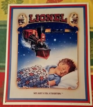 Vintage 1992 Lionel Train Tin Sign " Not Just A Toy,  A Tradition ".  13.  5x11