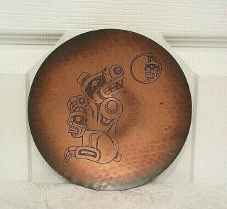Pacific Northwest Native Kwakiuti Art Copper Dish By Artist Harold Alfred