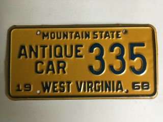 1968 West Virginia Antique Car License Plate
