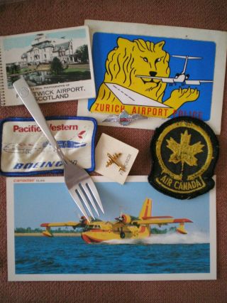 1950s To 1980s Airline Badges,  Cutlery,  & Photo Album Grouping