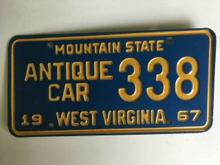 1967 West Virginia Antique Car License Plate
