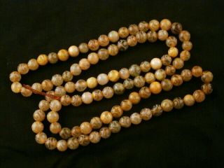 Pure Chinese Jade Hand Carved Round Beads Prayer Necklace K254