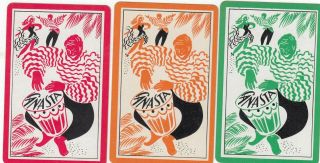 Canasta - Man - Set Of 3 Single Vintage Swap Playing Cards