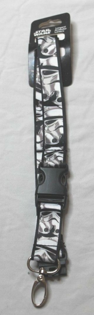 Star Wars Storm Trooper Lanyard With Breakaway Clip Keychain Black & White